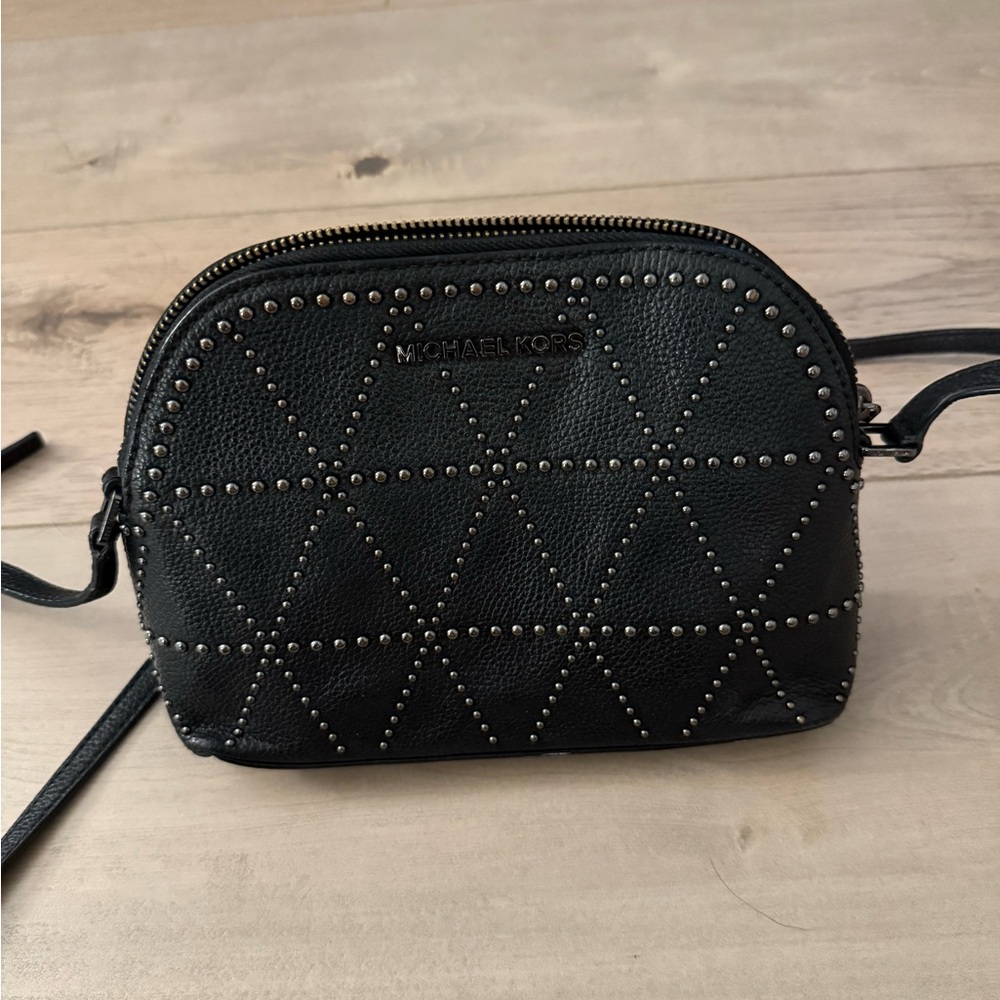 Michael Kors Black Quilted Studded Crossbody Bag